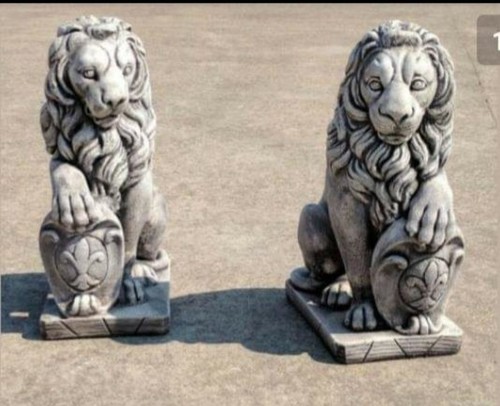 Leoni statua coppia pietra - leoni, no