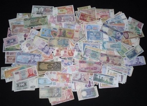 Different world banknotes - different,