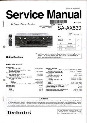 Technics manuale servizio - manuale,