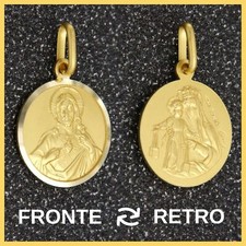 Ciondolo in ORO Giallo 18 kt 750 Madonna Vergine Maria Gesu Cristo Medaglia 1ar