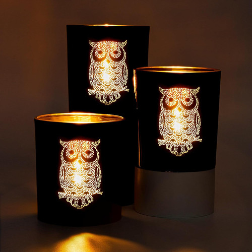 Porta candele gufo nero oro - porta,