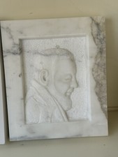 BELLISSIMO QUADRO SCULTURA PADRE PIO SAN PIO IN MARMO BIANCO CARRARA