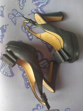 Scarpe donna plateau blu 37 punta aperta fiocco tacco cinturino