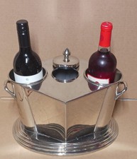 Global Views Art Deco 2 Bottiglie di Vino Refrigeratore Ghiaccio Secchio Cromato Inox
