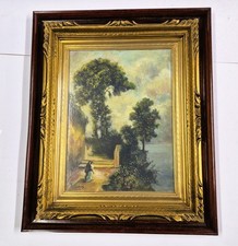 Dipinto quadro paesaggio olio su cartone telato  firmato R. Klaus