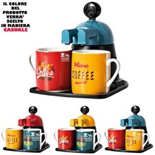 CAFFETTIERA VINTAGE MINI EXPRESS MOKA CAFFE' CON 2 TAZZINE IN CERAMICA