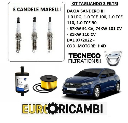 Tagliando filtri gpl - +, candele