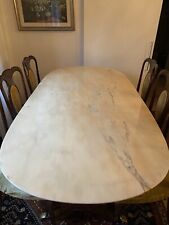 Tavolo ovale vintage in Noce - piana in Marmo -anni 60 - Perfetto modernariato