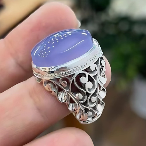 Anello agata viola yemenita