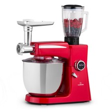 Robot da Cucina Tritacarne Sbattitore Frullatore 2000W 5L Digitale Acciaio Inox Rosso