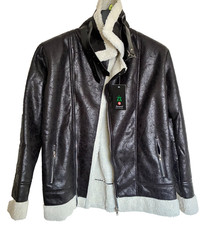 ZACARD Giubbotto Bomber Uomo Alta Moda Marrone Scuro Ecopelle Shearling Cappotto