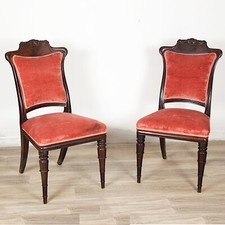 Antico Set Coppia di sedie sedia inglese in mogano vittoriane epoca 800