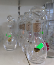 Lotto 7 Bottiglie Piccole RCR Cristallo Con Tappo in Sughero e Cristallo