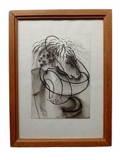 *HH* Quadro Dipinto Eric Carle 1965 Uomo Con Cavallo Opera Arte World Art Paint 