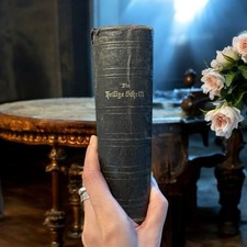 Antica Bibbia luterana in caratteri gotici edizione 1904 con xilografia