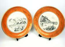 ANTIQUARIATO PIATTO ANTICA COPPIA CERAMICA LAVENO primi 900 ITALY DIPINTO MANO 