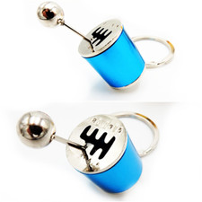 PORTACHIAVI Auto Vero Movimento Leva CAMBIO MARCE Blu in Metallo IDEA REGALO