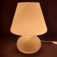 Lampada Tavolo Design Fungo Murano Vetro Bianco Spirale Modernariato Anni '70