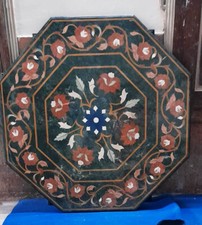 Tavolo da pranzo 27 pollici in marmo verde intarsiato Pietra Dura Art divano centrotavola