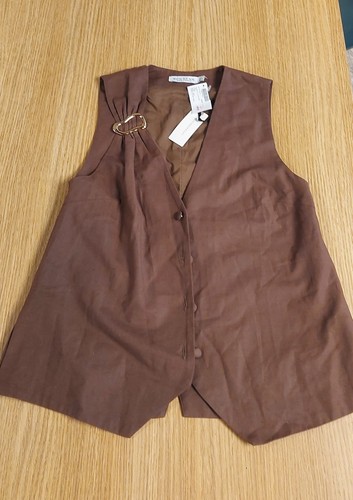 Gilet lino marrone møn - gilet,