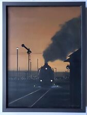 Dipinto olio treno stazione