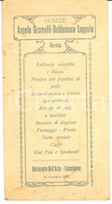 1930 CASSOLNOVO (PV) Menu ristorante BELL'ARIA Nozze GRUMELLI - LUPPOLO