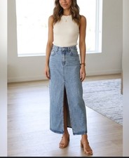 Maxi gonna denim filo