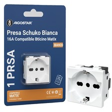 PRESA BTICINO MATIX COMPATIBILE SPINA SCHUKO 16A BIPASSO P40 AIGOSTAR