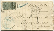 Regno, annullo corsivo Medesano + numerale “1549” + coppia c.5 “VE II”, 1879 m