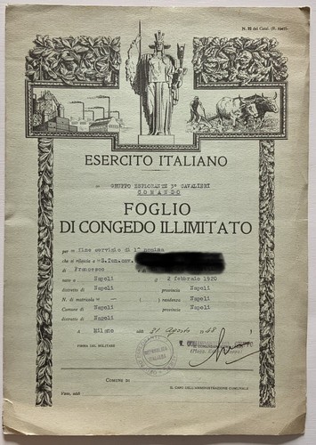 Foglio congedo illimitato - foglio,