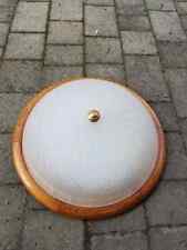 PLAFONIERA CIRCOLARE LAMPADARIO SOFFITTO PARETE VETRO OPACO LEGNO DIAMETRO 35 CM