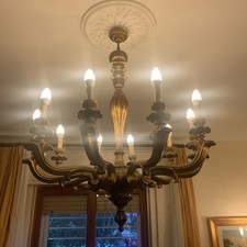 Antico Lampadario Legno Oro 10