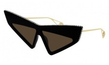 Gucci GG0430S-002 70-10 145 Occhiale da Sole Nero con Lenti marroni, brillantini
