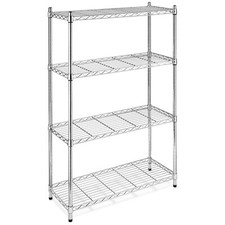 Scaffale 4 Ripiani Acciaio cromato Mobile Libreria Multiuso 35x60x150 arredo