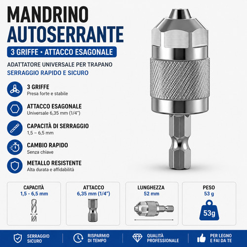 Mandrino trapano autoserrante - mandrino,