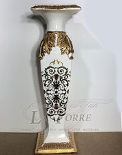 Colonna capitello alzatina ceramica avorio oro portaoggetti portavaso vi06