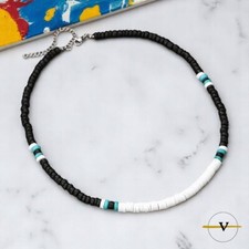COLLANA UOMO SURFISTA LEGNO DI COCCO E ARGILLA POLIMERICA AGGANCIO IN METALLO
