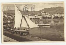 san remo rara cartolina formato piccolo barca a vela e botti 1952