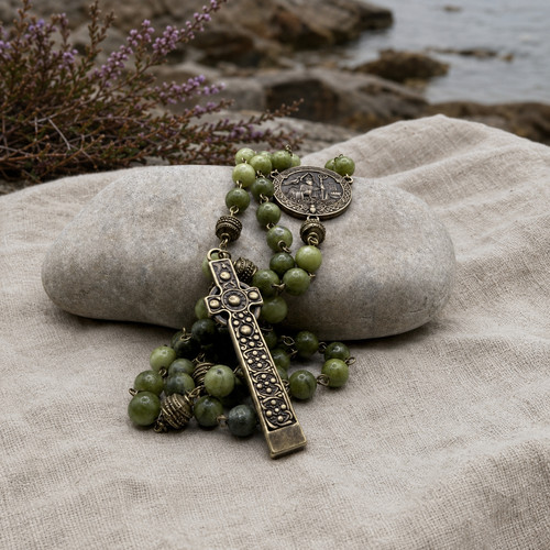 Iona jade catholic rosary with - jade,