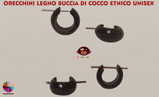 Orecchini legno di cocco rasta etnico hippie bombato lucido mogano unisex afro