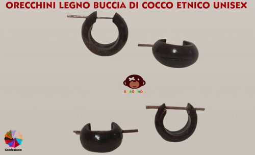 Orecchini legno cocco - legno, rasta