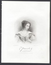 DAMA IGNOTA , di  BROCKEDON , incisione , 1833 + passepartout