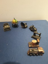 Temperamatite In Metallo Mappamondo Battello Grammofono Cassa + 2 Accendini 