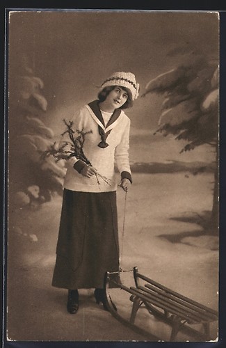 Cartolina dama tira - dama, slitta