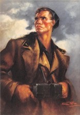 A4640) MVSN, CAMICIA NERA CON PUGNALE DA ARDITO ALLA CINTURA. ILL. TAFURI.