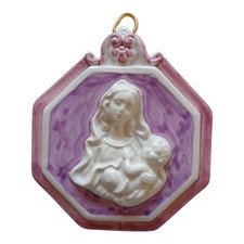 *HH* Placca Bassorilievo Ceramica Scultura Religiosa Ex Voto Madonna Fiumi Fiume