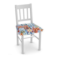 Cuscino Sedia Motivo Maioliche Lacci e Volant Multicolore Imbottitura Gommapima