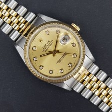 Rolex Datejust 36 16233 Dial Big Diamond Very Good condition stee gold X336