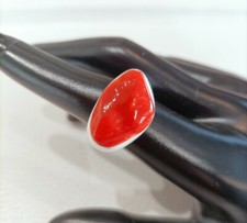 Anello in agata bianca e spola di vero corallo Sardegna