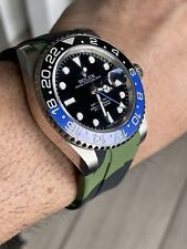 Cinturino in gomma svasata vulcanizzata verde 20 mm per orologi Rolex ceramica GMT